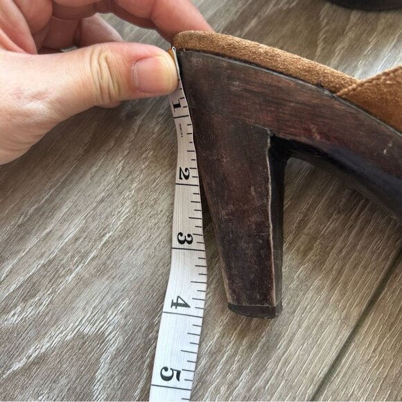 Matisse Suede Leather Wooden  Heel Western Mules Clogs - Picture 14 of 16